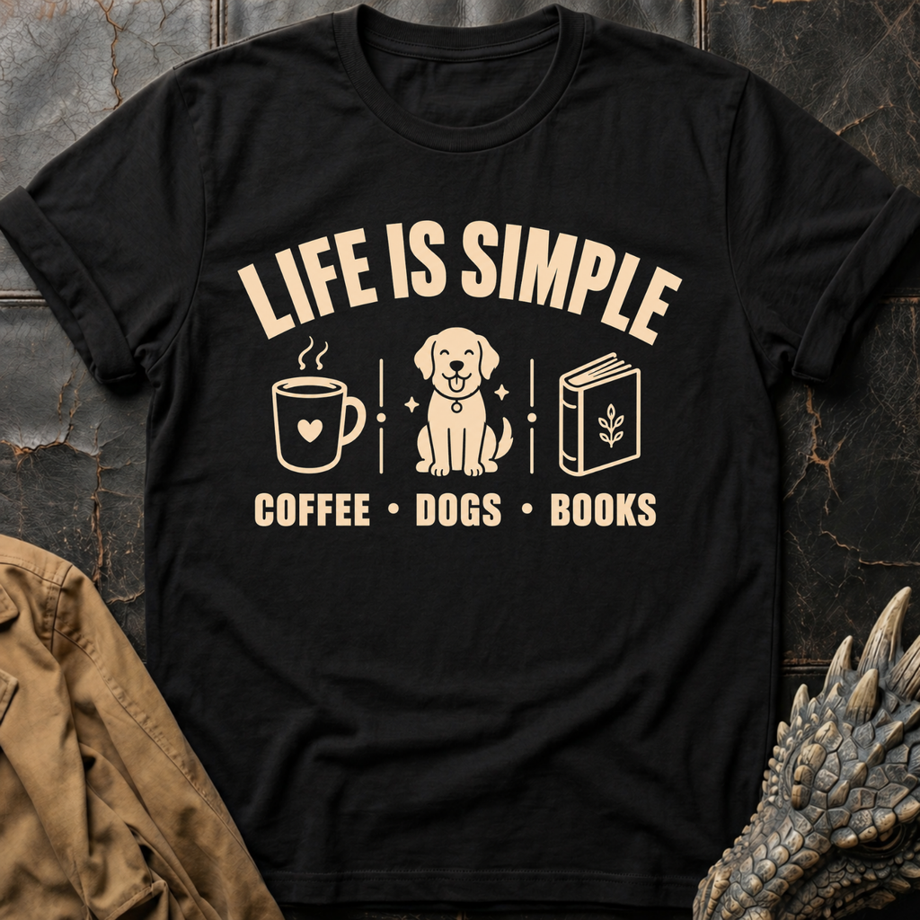 Coffee, Dogs & Books | T-Shirt