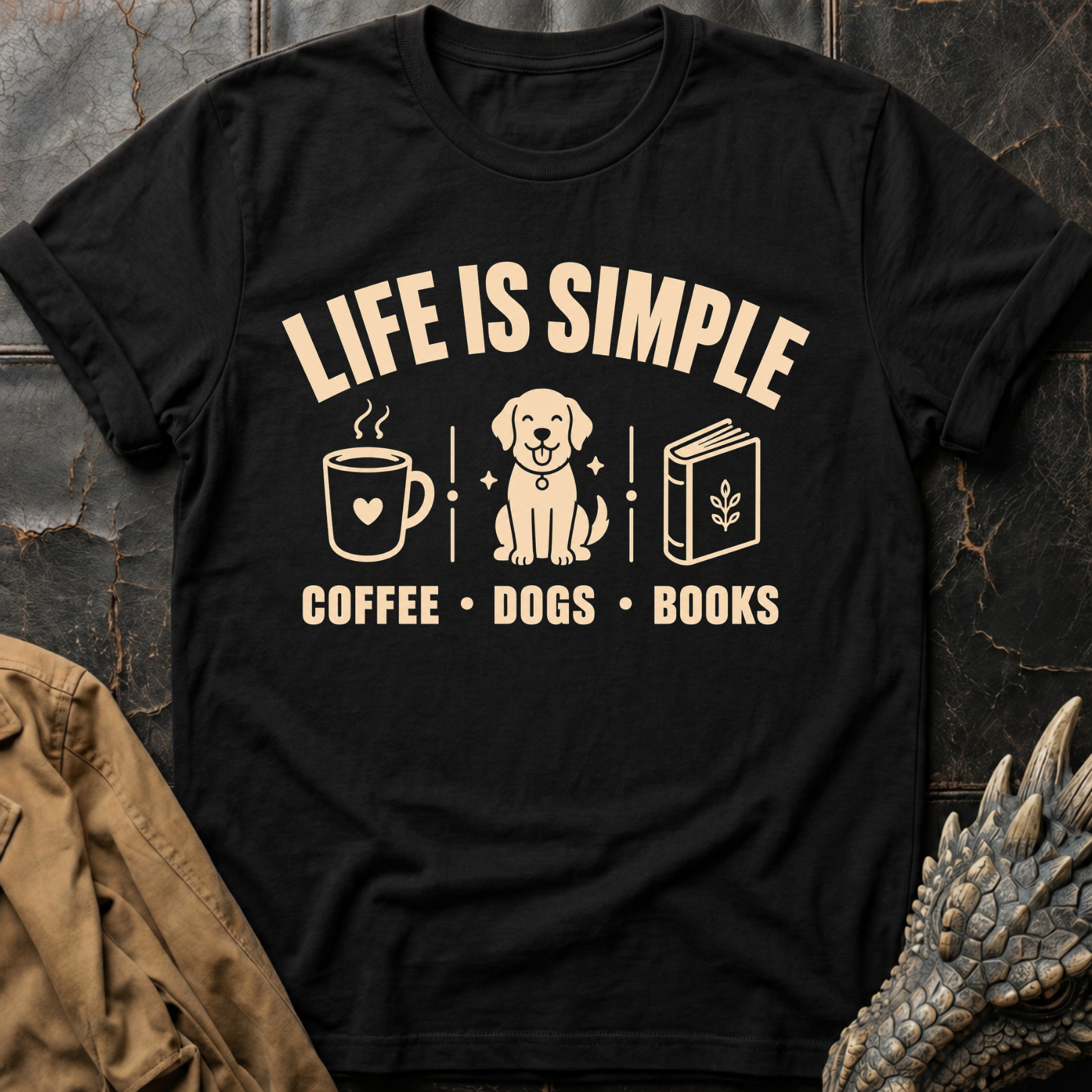 Coffee, Dogs & Books | T-Shirt