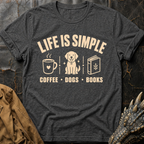 Coffee, Dogs & Books | T-Shirt