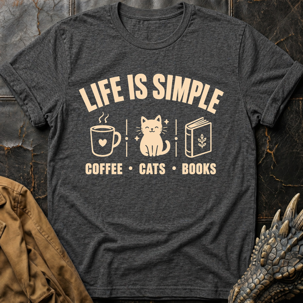Coffee, Cats & Books | T-Shirt