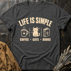Coffee, Cats & Books | T-Shirt