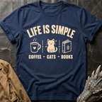 Coffee, Cats & Books | T-Shirt