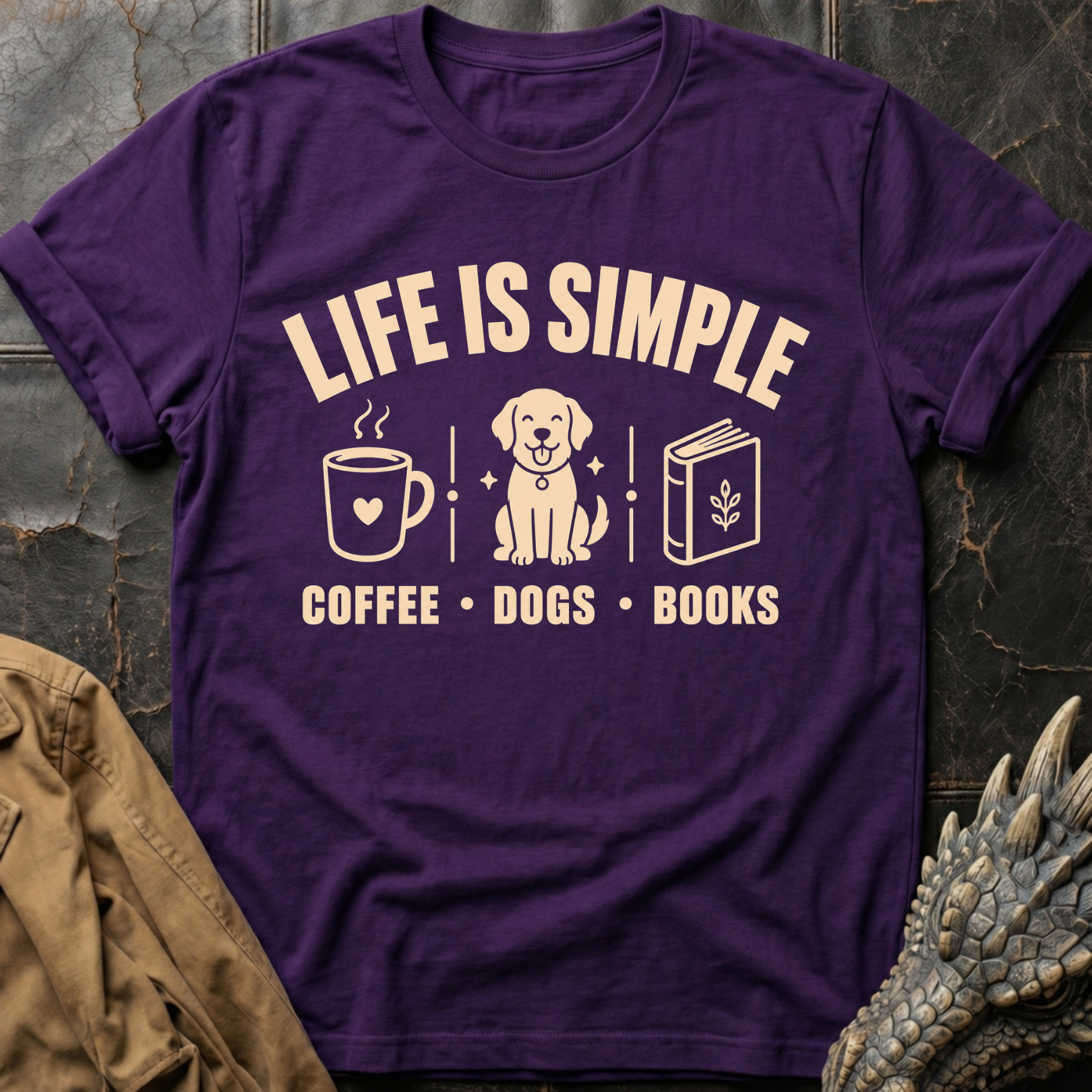 Coffee, Dogs & Books | T-Shirt