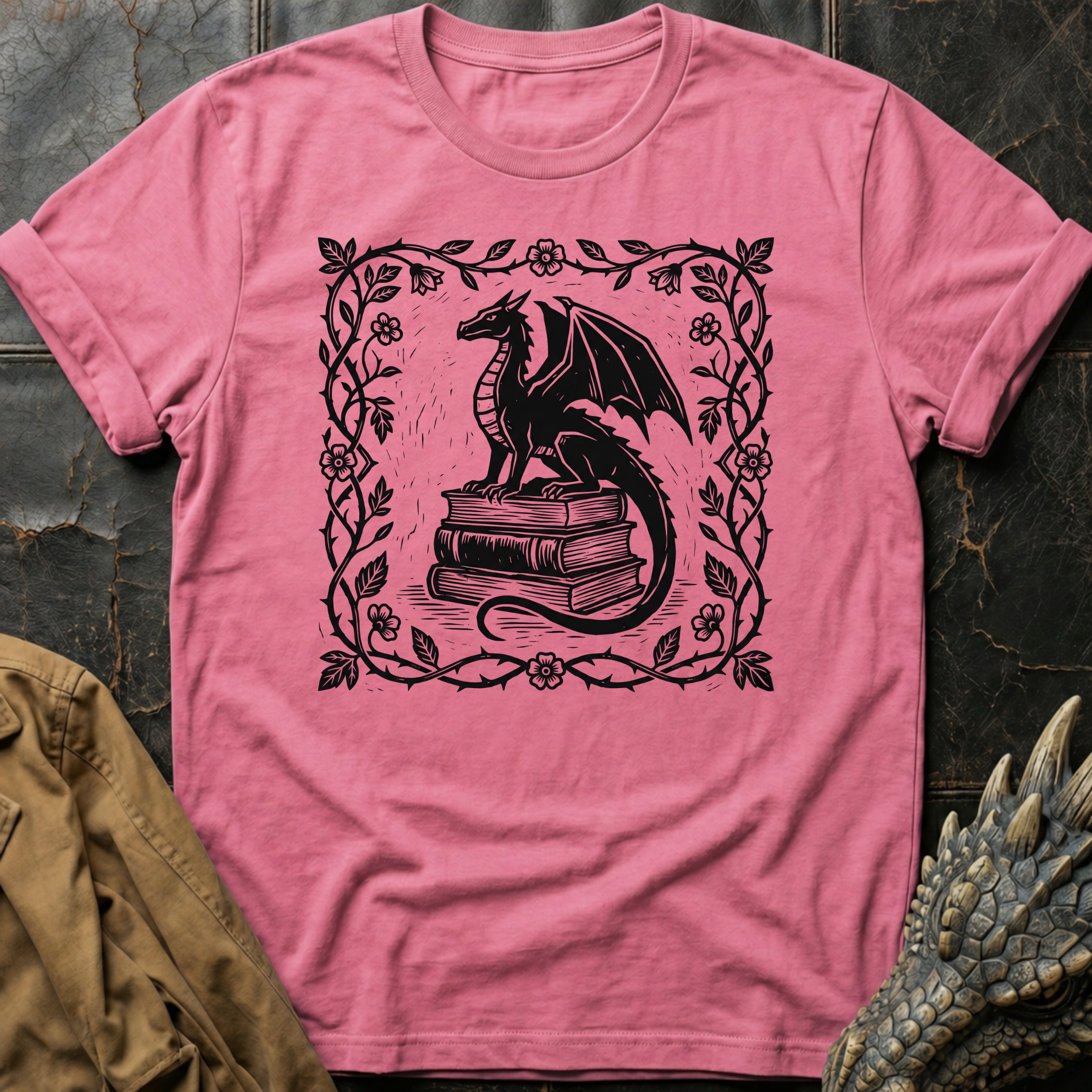 Dragon And Books | T-Shirt