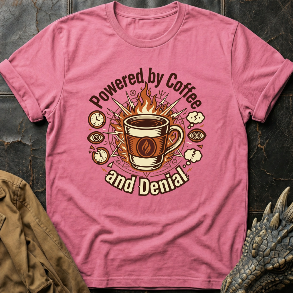 Powered By Coffee And Denial | T-Shirt