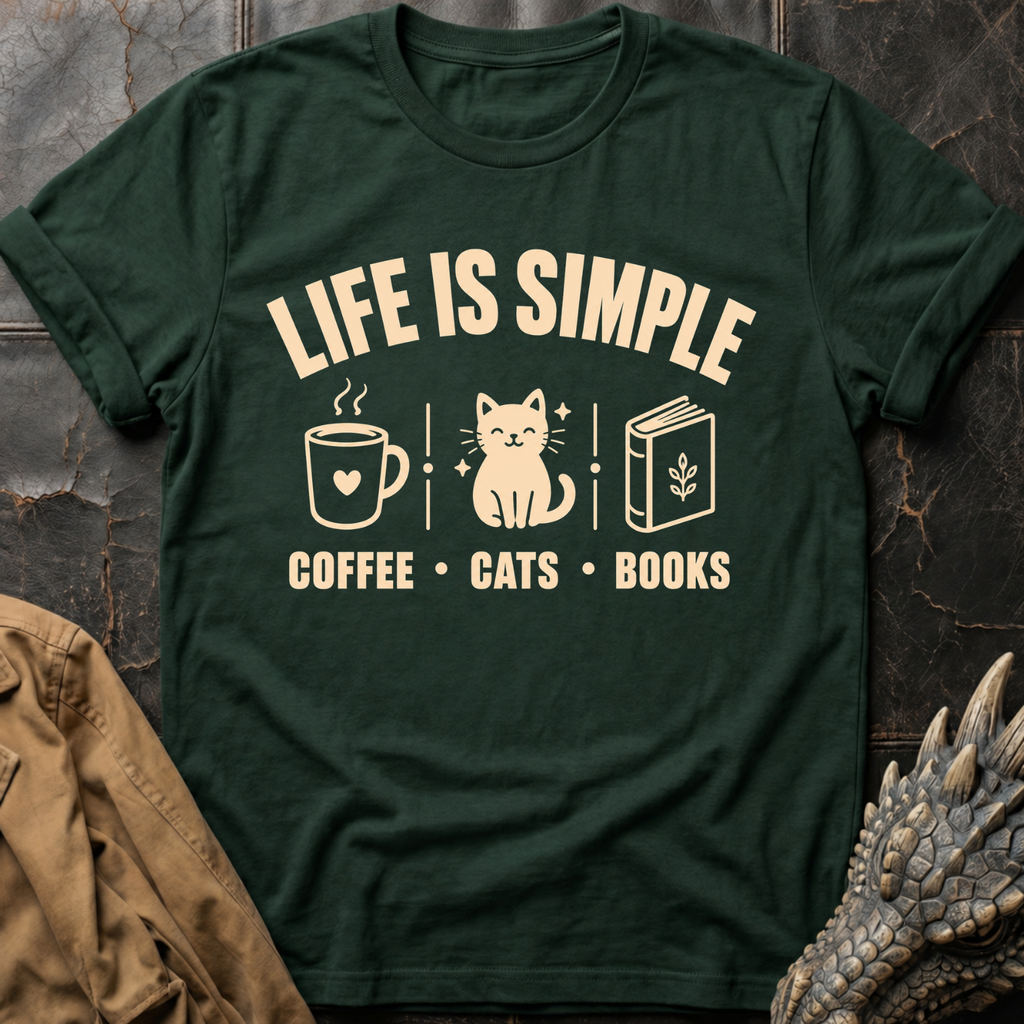 Coffee, Cats & Books | T-Shirt