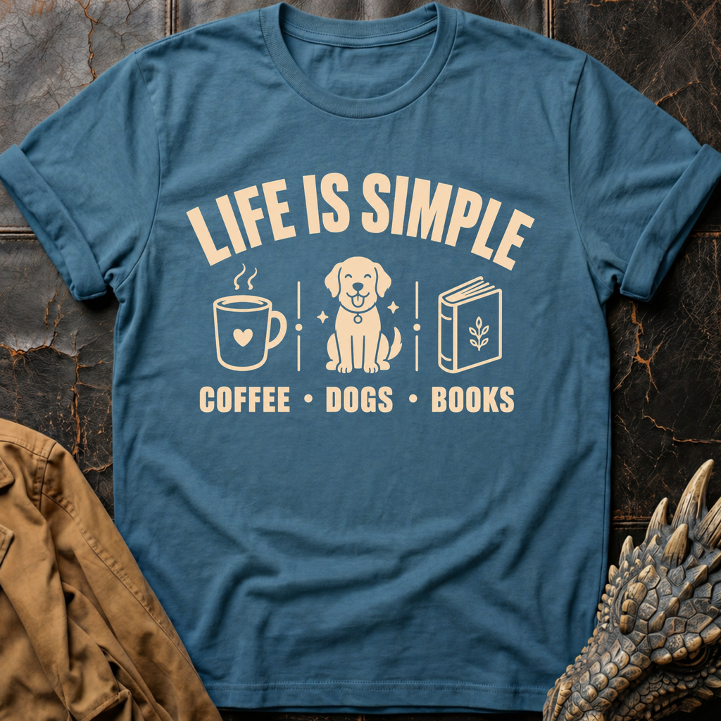 Coffee, Dogs & Books | T-Shirt