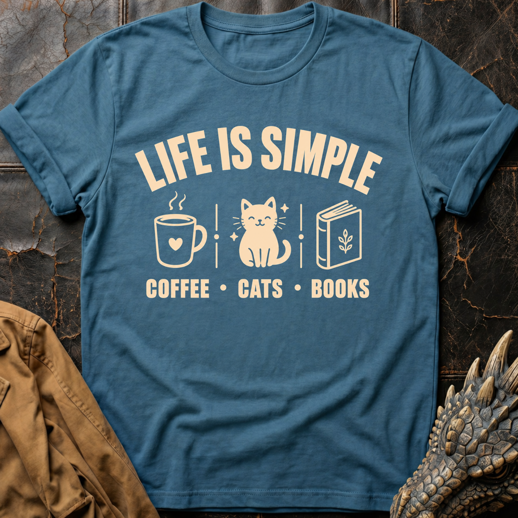 Coffee, Cats & Books | T-Shirt