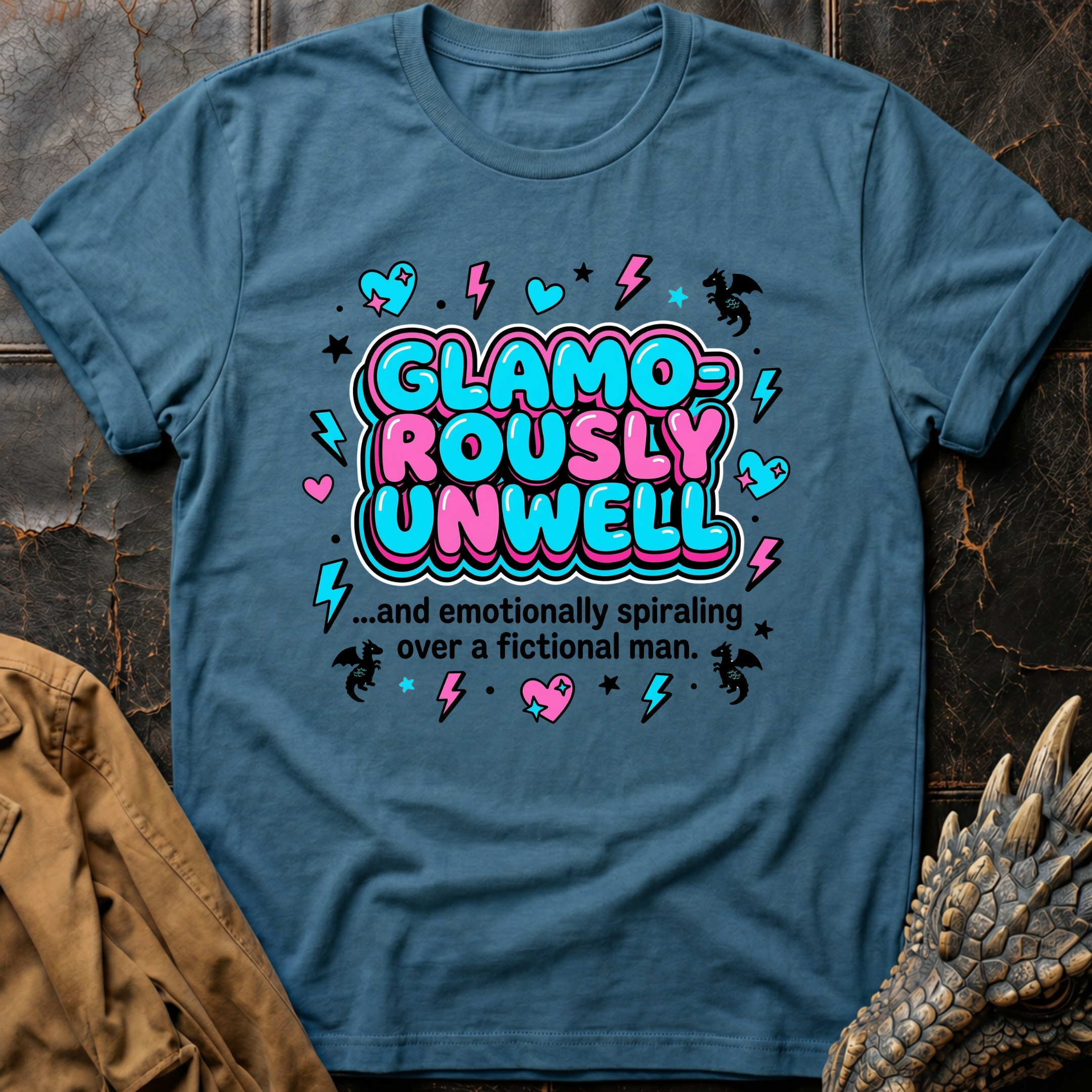 Glamorously Unwell - Pink & Blue T-Shirt