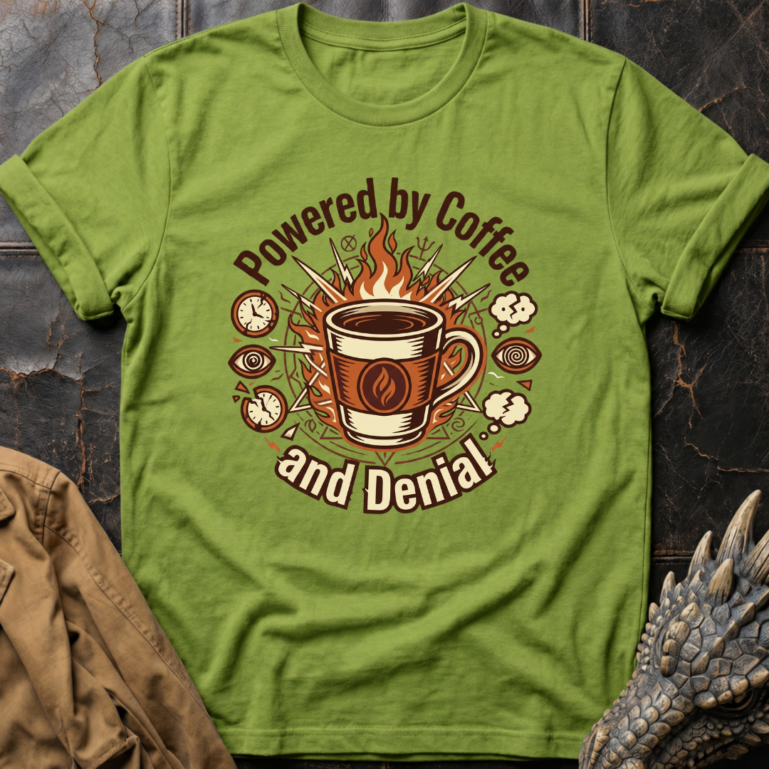 Powered By Coffee And Denial | T-Shirt