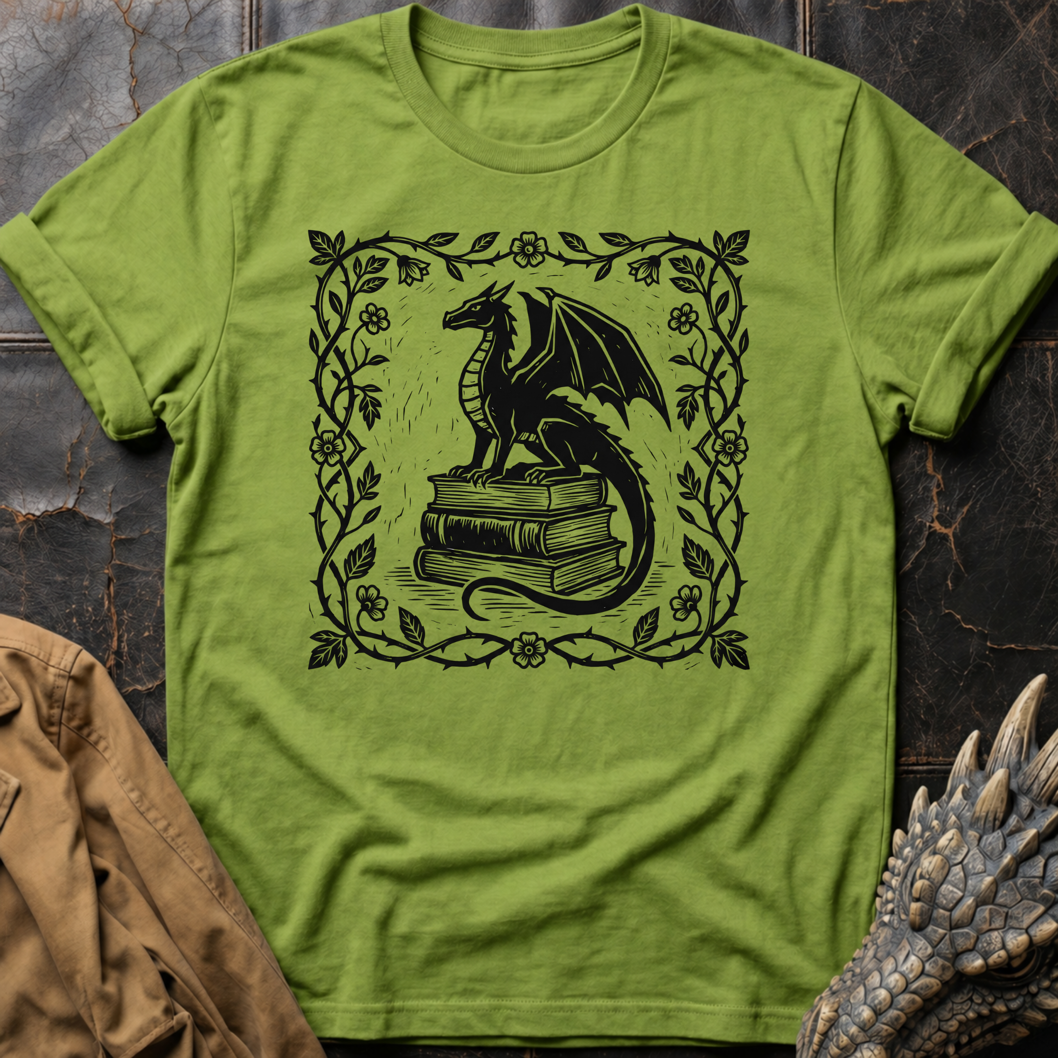 Dragon And Books | T-Shirt