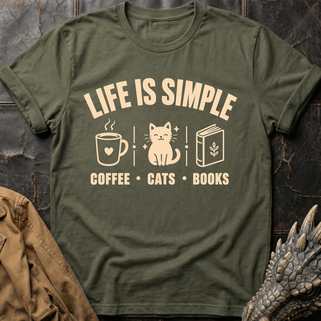 Coffee, Cats & Books | T-Shirt