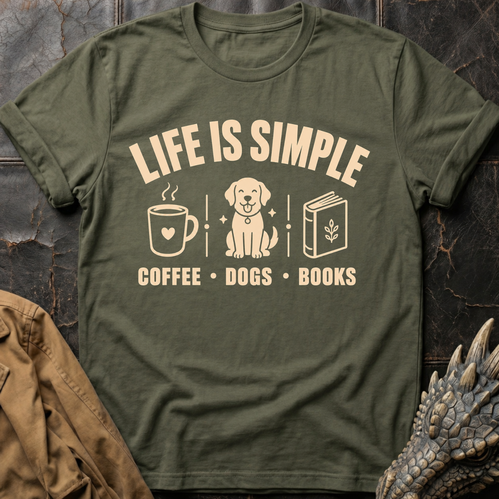 Coffee, Dogs & Books | T-Shirt