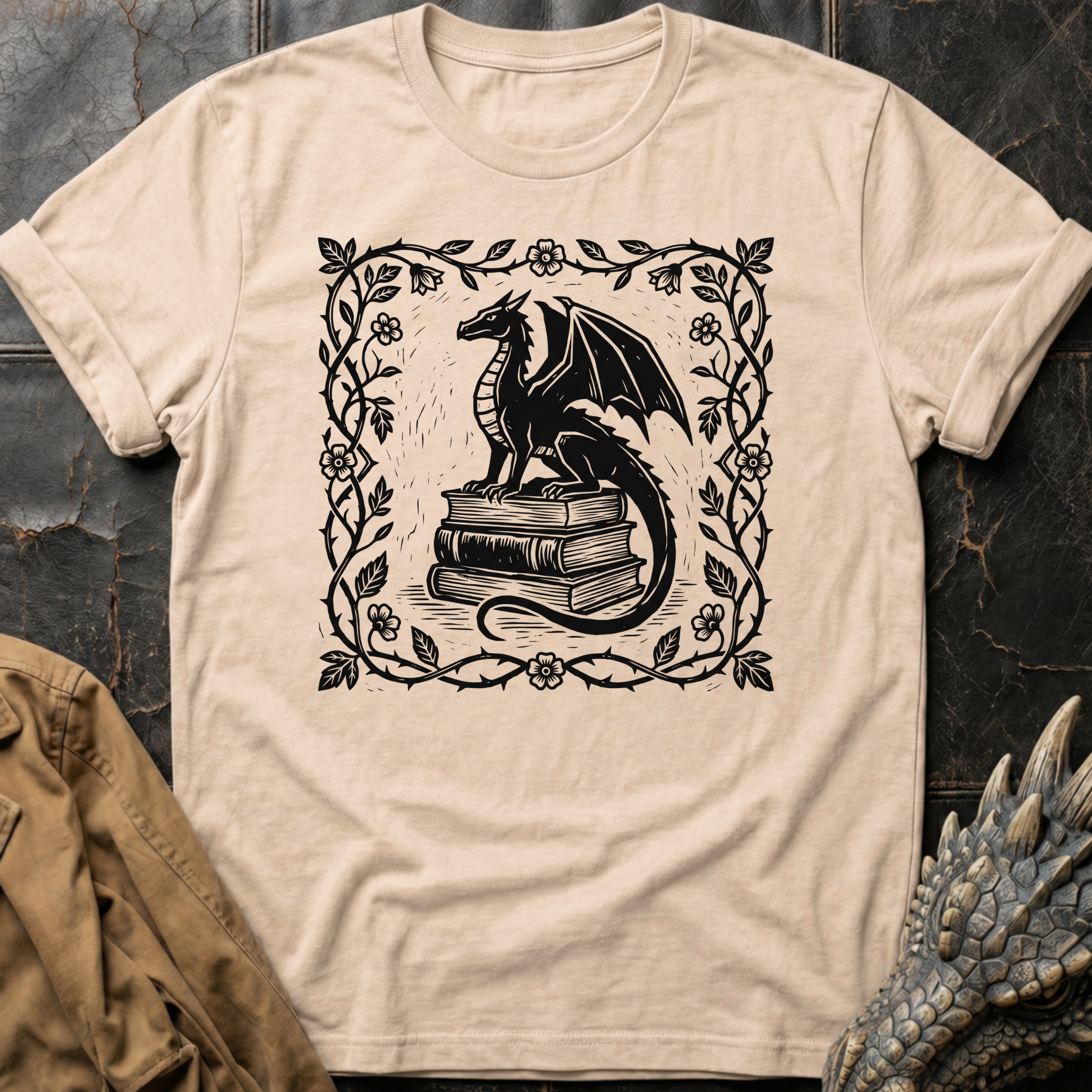 Dragon And Books | T-Shirt