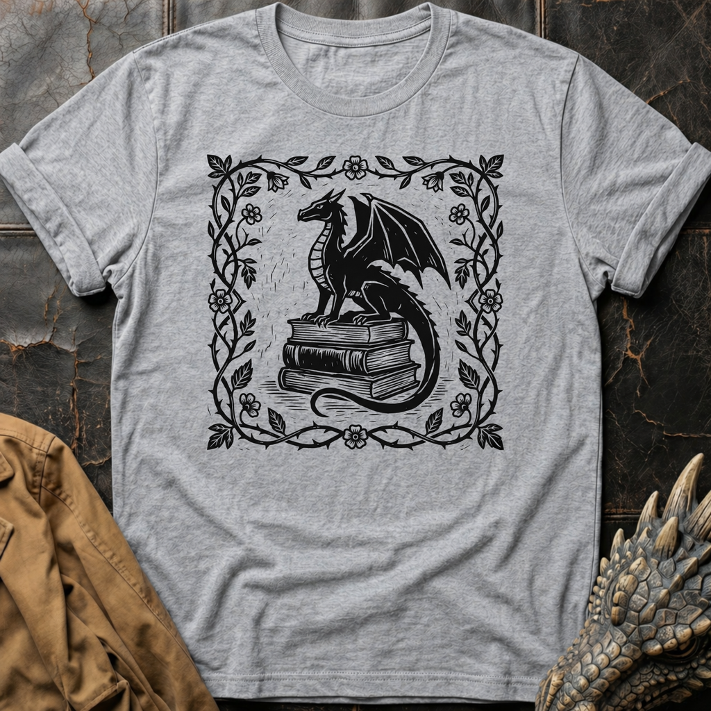Dragon And Books | T-Shirt