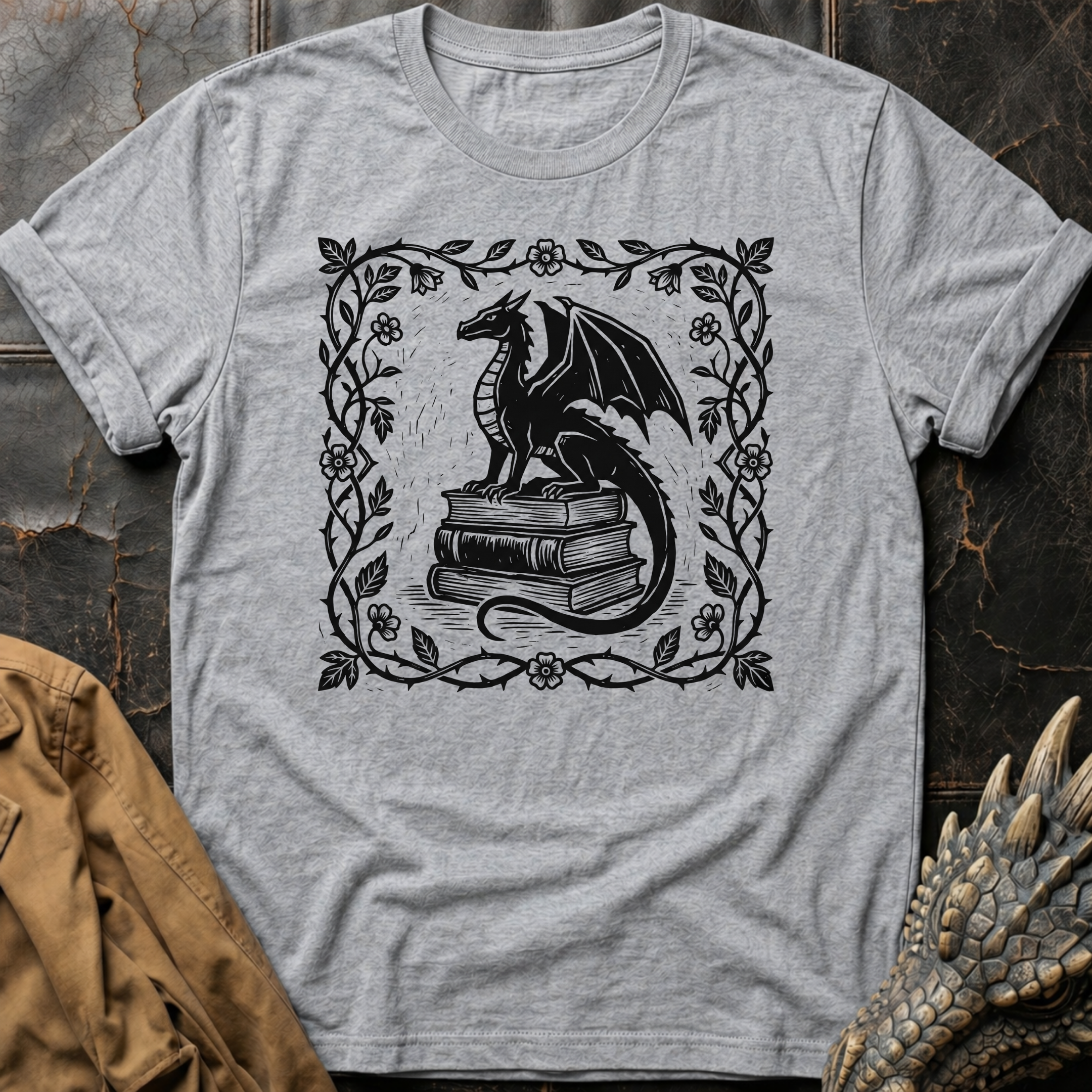 Dragon And Books | T-Shirt